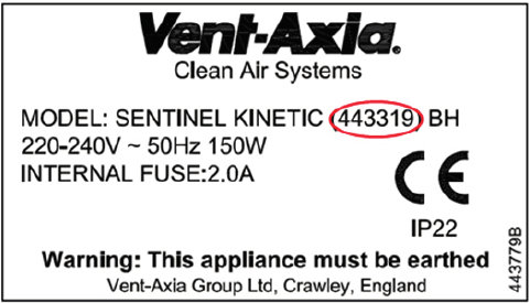 label on vent-axia product